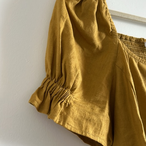 Madewell Button Front Smocked Back Top - Size 4 - Bronze Lichen - Picture 6 of 10